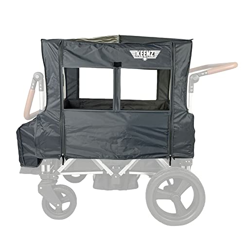 Image of Keenz Outdoor All Weather Wind Cover and UV Protector with Windows and Zipper Enclosure for 7S Push Pull Storage Wagon Stroller, Gray