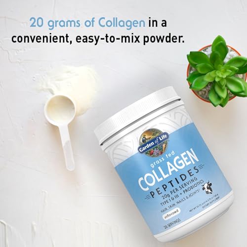 Image of Garden of Life Power Bundle - Collagen Peptides Powder for Hair, Skin, Nails & Joints, Unflavored, 28 Servings + Vegan Vanilla Protein Powder with BCAAs, Probiotics & Enzymes, 20 Servings