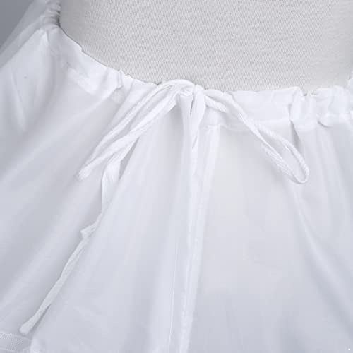 Kids Girls Hoopless Petticoat Long Crinoline Skirt Full Slip Flower Dress White 2 Hoop Underskirt3