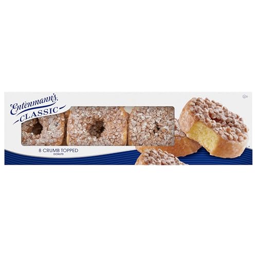 Entenmann's Crumb Topped Donuts, 8 count, (1.94 oz each), Glazed Donuts, 15.5 oz Box