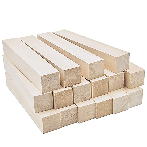 Thiecoc Bloques de Talla de Madera 16 Pcs Kit de Talla de Madera, para Tallar Madera Kit de Hobby - Bloques de Tallado de Madera de tilo Kit de Tallado en Madera Premium para Principiantes