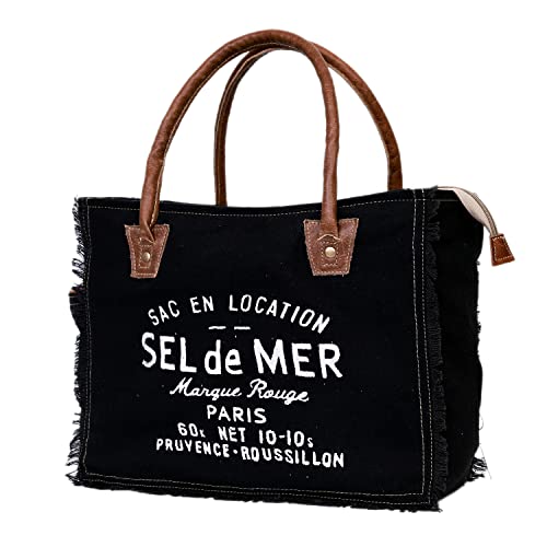 Image of CREATIVE LEATHER ART Sel de Mer Canvas Tote Bag for Women