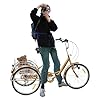 Donened - 24 Inch Adult Bicycle, 6-Speed 3 Wheel Bike with Basket, Gold Tricycle Bike, Adult Trike Bik for Shopping Picnic Beach #1