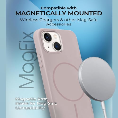 Image of iPhone 14 Silicone Magsafe Case | Shock Proof Design & Camera Protection | Premium Rubberised Apple iPhone 14 Cover (Microfiber Lining) | Magnetic Liquid Silicone - Pink