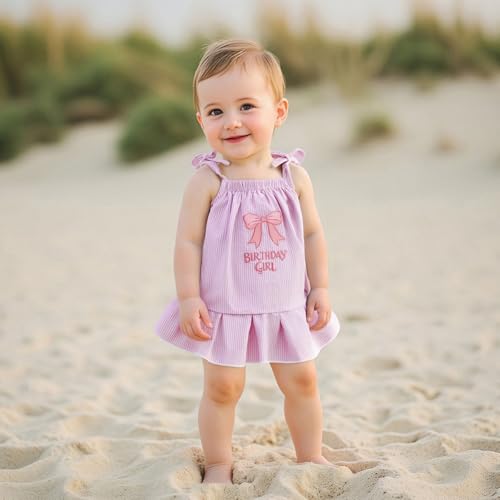 Babieshouse Toddler Baby Girl Birthday Outfit Embroidered Bow Sleeveless Strap Dress Summer Birthday Girls Dresses3