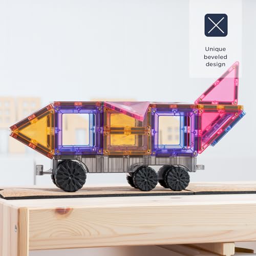 CONNETIX Pastel Transport Pack — 50-Piece Magnetic Tiles with Wheels — view 4