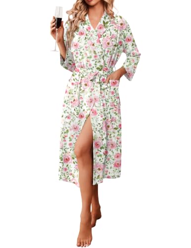 Image of Ekouaer Robes for Women Long Waffle Knit Bathrobe Shawl Collar House Coats