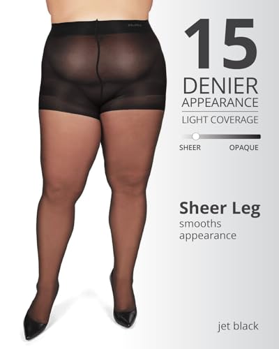 Image of MeMoi Plus Size Curvy Control Top Pantyhose for Women, Comfortable Sheer Pantyhose, Lightweight Womens Stockings, Sizes 1X-QP