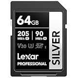 Lexar Professional SILVER SDXC UHS-I カード C10 U3 V30 4K UHD SD 最大読取速度 205MB/s メモリーカード 国内正規品 国内サポート可(64GB)