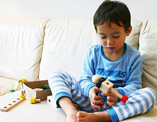 Towo Wooden Nuts And Bolts Set Building Blocks Construction Kit 31 Pieces Travel Toy- Model Building Tool Kits For Kids -Toys Building Tools For 4 Years Old-Compatible With Towo Bench Chair Set #TOP6