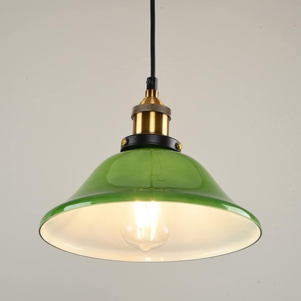 Lámpara colgante nórdica retro en cristal verde para techo de cocina y dormitorio