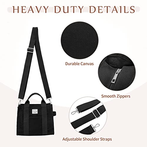 Image of VASCHY Canvas Tote bag, Casual Reusable Work Totes for Women Teachers with Zippers Pockets Crossbody Shoulder Bag Purse