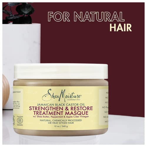 Sheamoisture Curly Hair Products, Jamaican Black Castor Oil Strengthen & Restore Treatment Masque, Paraben Free Moisturizer Hair Mask For Healthy Hair Growth #TOP2