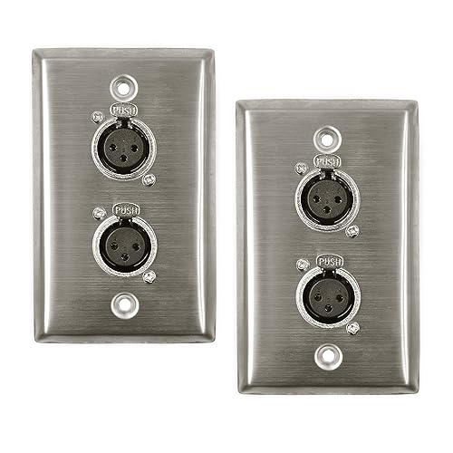 Placa de pared de acero inoxidable y conectores XLR de audio