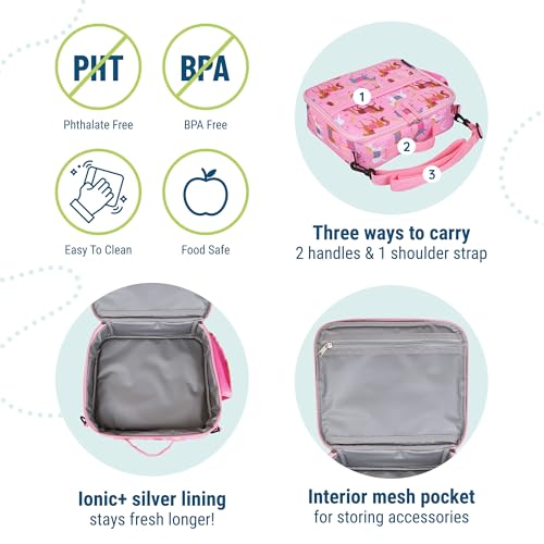 Image of Wildkin Kids ECO rPET Insulated Lunch Box - Keeps Food Hot or Cold, Easy-Clean Lining, Mesh Pockets & BPA-Free - Boys & Girls, Ideal for School, Travel & Daycare - Horses