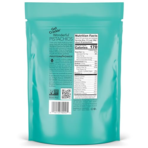 Wonderful Pistachios No Shells, Sea Salt & Vinegar Nuts, 22 Oz Bag