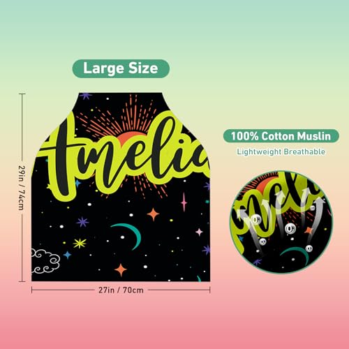 Image of Custom Name Car Seat Canopy - Baby Car Seat Covers, Infant Stroller Cover, Bright Green Star Carseat Canopy Christmas Birthday Gifts for Girls and Boys