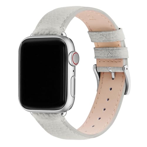Bracelet cuir Apple Watch 41mm 40mm finition haut de gamme iWatch femme argent