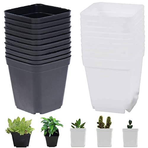 20 Stück Pflanztöpfe 7*7*8cm Pflanztöpfe Kunststoff Blumentopf Balkon Garten Töpfe Blumentöpfe für Blumen Anzuchttöpfe mit Ablaufloch für Blumen und Pflanzen Anzucht Pflanzkübel Pflanztopf Cover