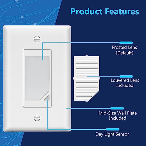 Image of LIDER Full Face LED Decorator Guide Light with Automatic Daylight Sensor, Decorator Night Light, 120VAC /15A, LGL-FL-WWP, Wall Plate Included, UL Listed, Thermoplastic, Matte White, 2-Pack