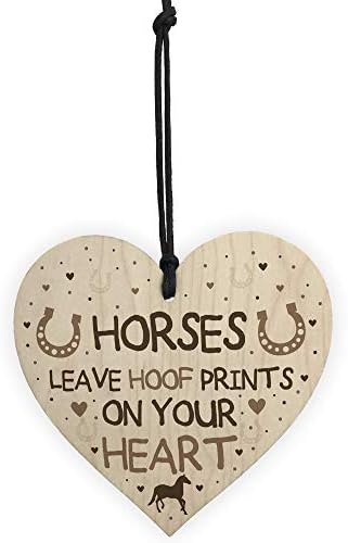 RED OCEAN Cute Horse Lover Gift Wooden Heart Horse Signs And Plaques Horse Signs For Bedroom Horse Gift