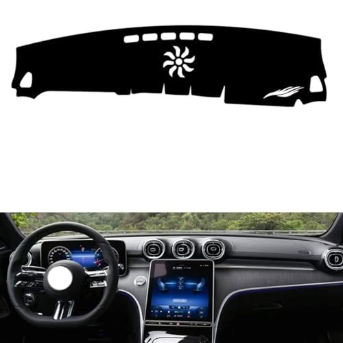 Leather Dash Board Cover mat Compatible with Mercedes C 2022-2026,Dashboard Cover(Black)