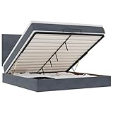 Lit ottoman de qualité supérieure avec matelas & s gris foncé (200 x 200 cm) : le tissu en velours offre une surface douce et douce pour un confort de sommeil optimal. Le matelas à ressorts ensachés avec ressorts indépendants réagit de manière optimale aux points de pression et réduit la transmission de mouvement. Matériau durable et finition soignée pour une nuit de sommeil réparatrice.