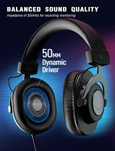 Fifine Gaming Microphone And 3.5Mm/6.35Mm Studio Monitor Headphones, Usb Pc Condenser Rgb Desktop Mic For Streaming, Podcasts, Studio Monitor Over-Ear Wired Headphones For Recording(A8+H8) #TOP5
