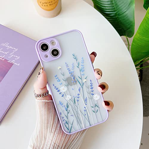 ZTOFERA Étui pour iPhone 14 Plus, Coque en Silicone Liquide Au Design Translucide avec Motif De Fleurs, Housse De Pare-Chocs Flexible Anti-Rayures pour iPhone 14 Plus 6,7" - Violet Clair Cover