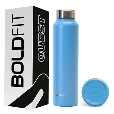 Boldfit Water Bottles Stainless Steel Water Bottle 1 Litre Steel Water Bottles for School, Office, Home, Gym 1 Litre Water Bottle for Men Leakproof, Rust Free Steel Bottle -1000 ml Bottle Sky Blue