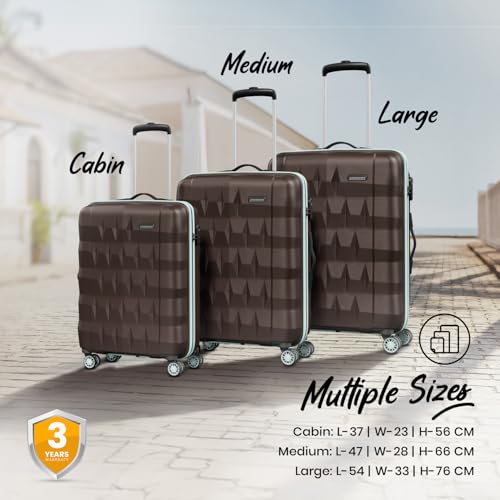 Image of Aristocrat Comet 8 Wheel Set of 3 (Small+Medium+Large) Hard Case Trolley Bag | Combination Lock | Tough And Durable Polycarbonate Luggage| 3 Year International Warranty|Suitcase for Travel| Dark Brown