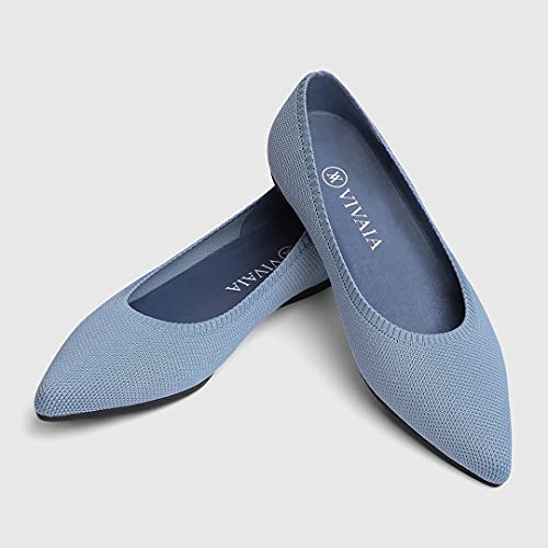 Vivaia Aria 2.0 Women's Casual Flats Slip On Washable Ballet Shoes Pointed-Toe Style Smokey Blue #TOP2