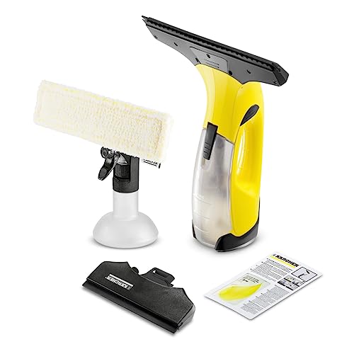 Kärcher Akku Fenstersauger WV 2 Plus N (Akkulaufzeit: 35 min, 2x wechselbare Absaugdüsen - breit und schmal, Sprühflasche mit Mikrofaserbezug, Fensterreiniger-Konzentrat 20 ml), 1 Stück (1er Pack)