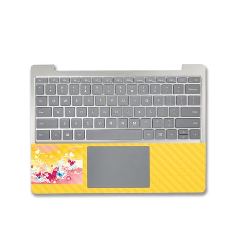 Image of MightySkins Carbon Fiber Skin Compatible With Microsoft Surface Laptop Go 3 (2023) Full Wrap Kit - Floral Butterfly | Protective, Durable Textured Carbon Fiber Finish | Easy To Apply | Made in the USA
