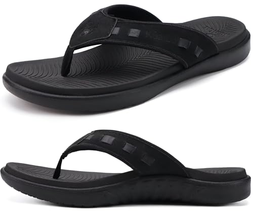 Image of KuaiLu Mens Sport Flip Flops Comfort Orthotic Thong Sandals with Plantar Fasciitis Arch Support Outdoor Summer Beach Size 7~15