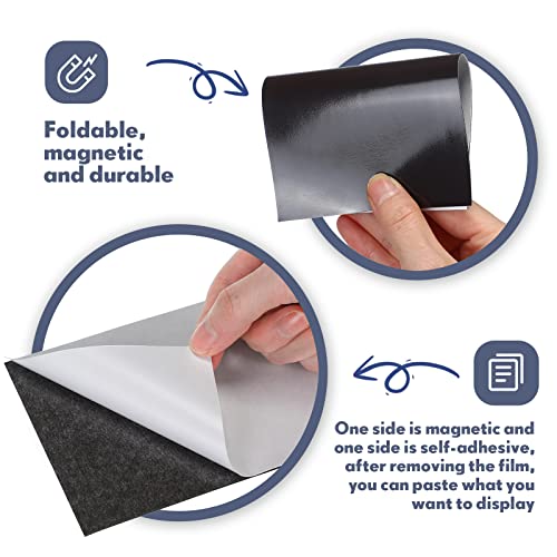 Image of Macarrie 4 x 6 Adhesive Magnetic Sheets with Adhesive Backing Cuttable Magnetic Paper Stickers Flexible Peel and Stick for Picture Crafts Die Storage Photos(64 Pcs)