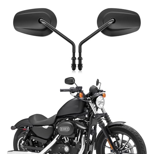 BREDUXSER M8 Motorrad Spiegel, Schwarzer Motorrad Rückspiegel für Sportster XL1200 883 48 Dyna Softail Fatboy Super Glide Street Glide Road Glide