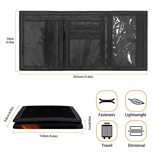 Rnyleeg Fire American Football Trifold Canvas Outdoor Sports Wallet for Kids - Front Pocket Wallet with - Kids Wallets for Girls - Womens Wallets2