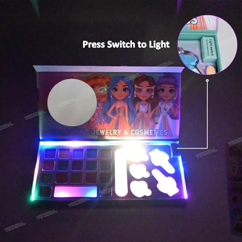 Image of VikriDA Kids Washable Makeup Kit, Fold Out Makeup Palette with Mirror, Make Up Toy Cosmetic Kit Gifts for Girls - Safety Tested- Non Toxic