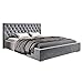Juskys Polsterbett Katalonia 180 x 200 cm Samt — Bett mit Bettkasten, Lattenrost & Kopfteil — Bettgestell mit Samtbezug - Doppelbett - Hellgrau