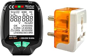 amiciSense Socket Tester, 230VAC Voltage Detector Circuit Analyzer with RCD Test, Backlit, LCD Display and 2xCR2032 Battery, Black