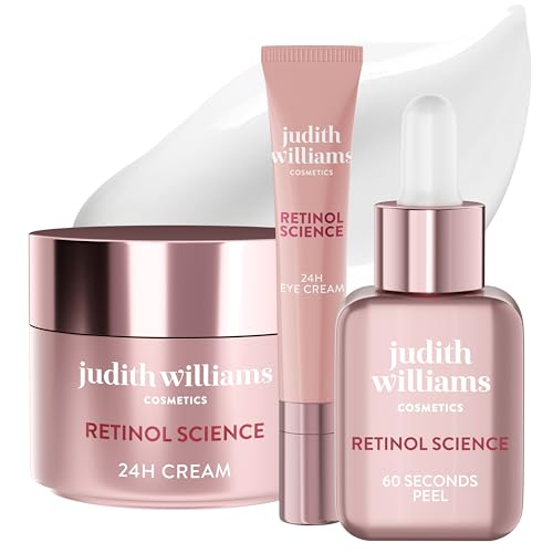 Judith Williams Cosmetics – Anti Aging Gesichtspflegeset Retinol Science – Gesichtscreme (50ml), Peeling (30ml) und Augencreme (15ml), bekämpft Falten, Pigmentflecken und Unreinheiten