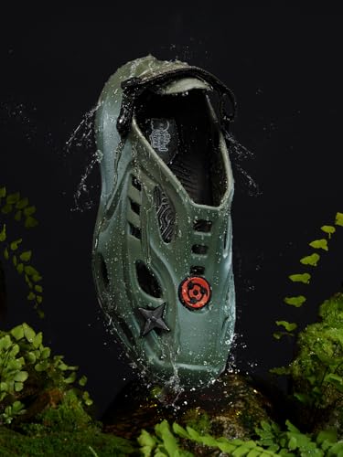 Image of The Souled Store Hydros: Men Clogs | Lightweight EVA Slip-on Sandals for Men with Adjustable Velcro Strap, Removable Laces & Detachable Naruto Silicone Charms