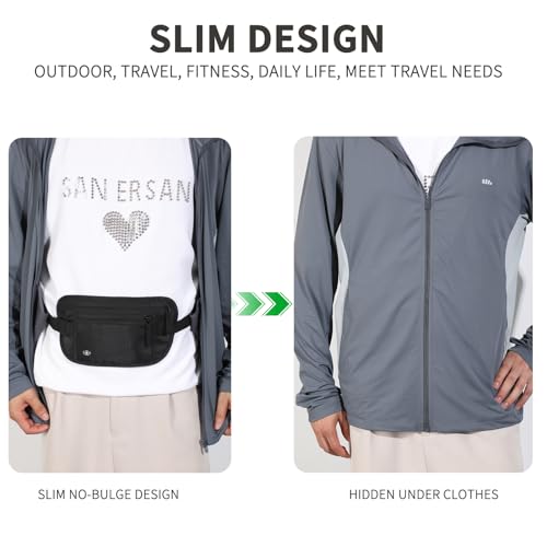 money belt for travel women men hidden rfid passport holder for travel black