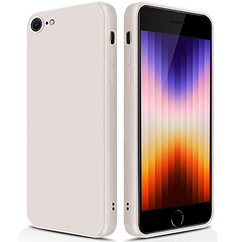 GiiYoon Silicone Case Compatible with iPhone 7/8/SE, Full Body Silky Soft Touch Phone Case with Camera Protection, Shockproof Cover with Microfiber Lining, White