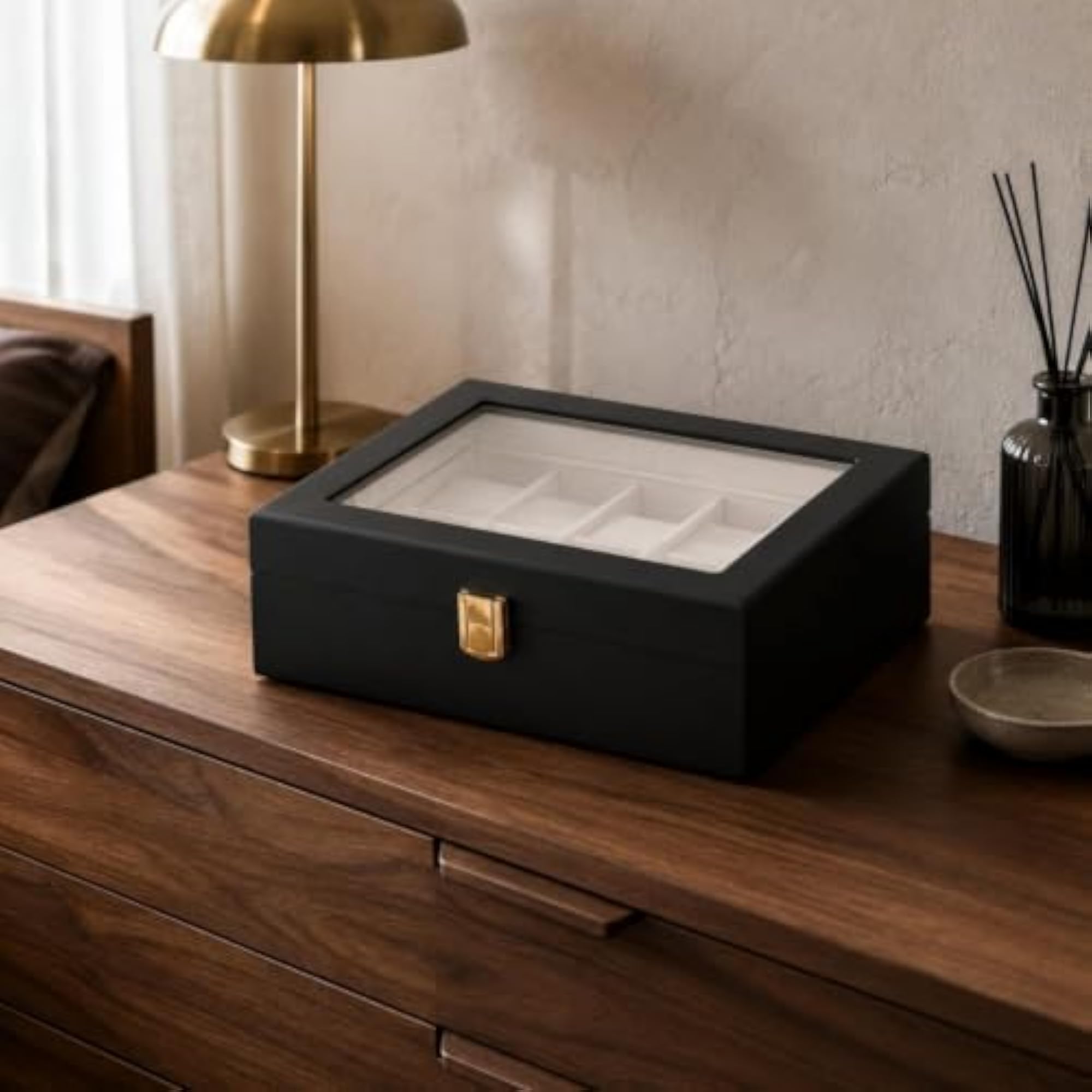 Matte Black Watch Storage Box with 10 Slots