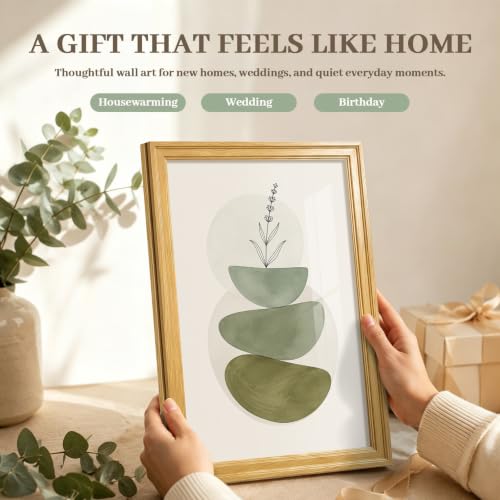 Framed Abstract Wall Art Set of 3, Sage Green Botanical Prints 16x24 Inch - image 7