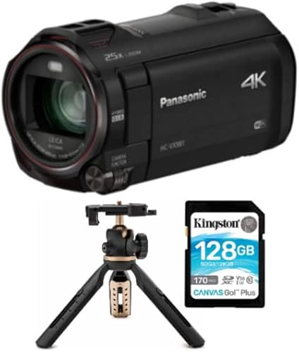 Panasonic HC-VX981K 4K Ultra HD Videocámara con trípode y Kingston Paquete de tarjeta de memoria de 128 GB 3 artículos