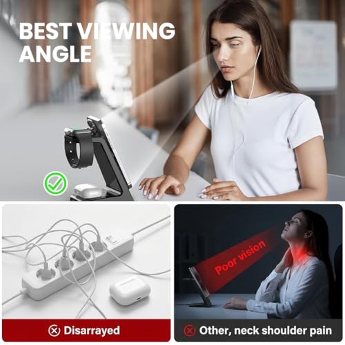 Image of zitronix 3-in-1 Wireless Charger Compatible with Phone, Watch & Earbuds