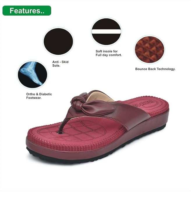 Image of HEALTH FIT Orthopedic with Super Extra Soft Ortho Care Anti-Skid Doubleu Flip-Flops for women Slippers /Doctor Chappal & Footwear HF330